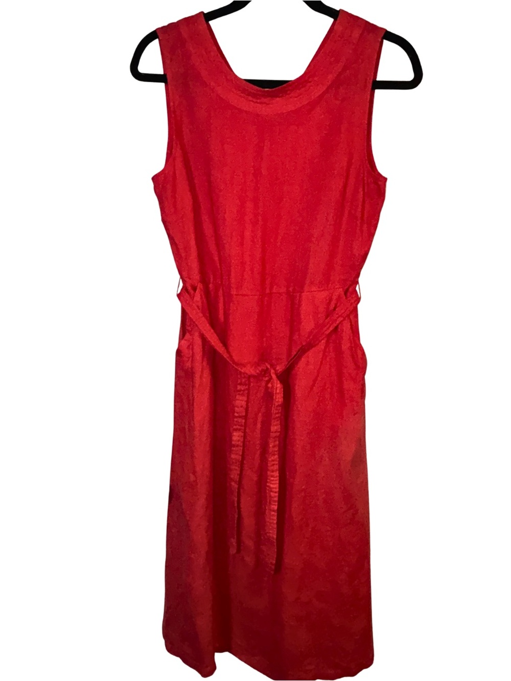 Nicole Miller 100% Linen Sleeveless Tie-Waist Dress